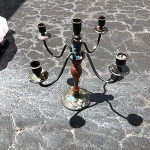 Wood & Metal Table-top Candelabra